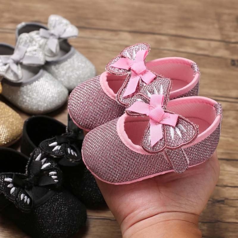 Sequin Bowknot Velcro Toddler Sko