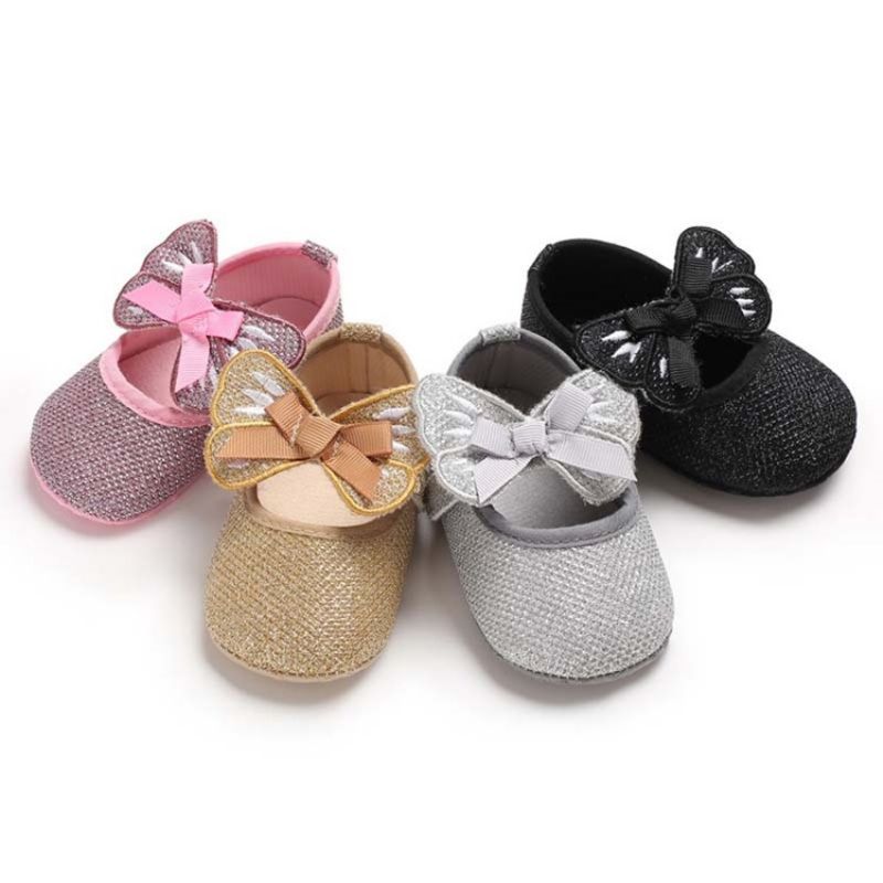 Sequin Bowknot Velcro Toddler Sko