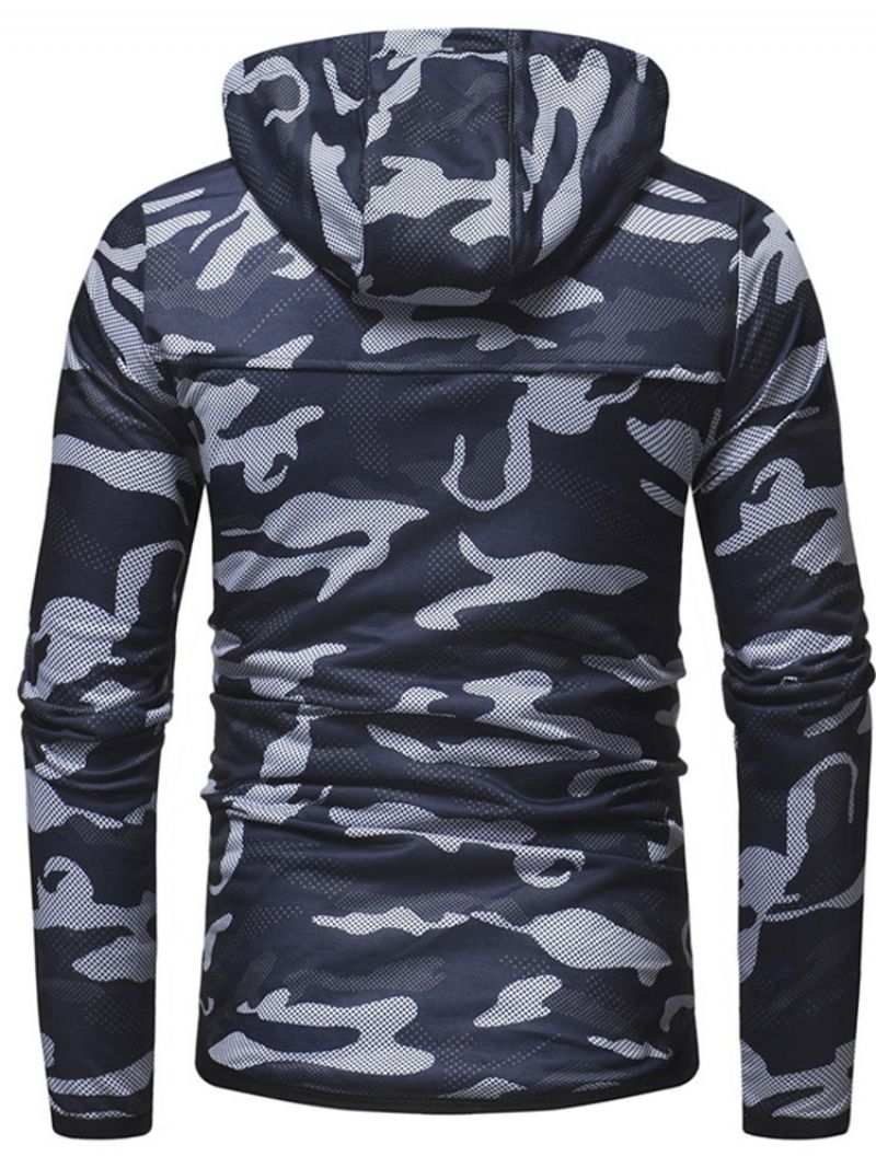 Camouflage Cardigan Slim-Hættetrøjer Med Hætte