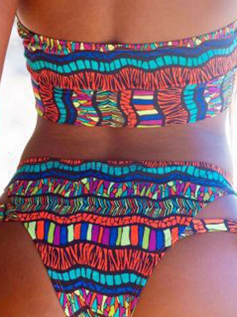 Color Block Hollow Bikini Sæt Sexet Badedragt