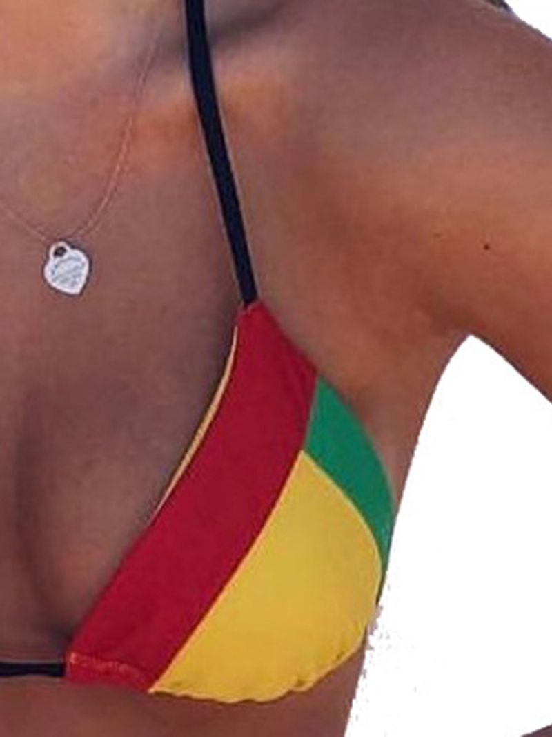 Color Block Micro Bikini Med Snørebånd