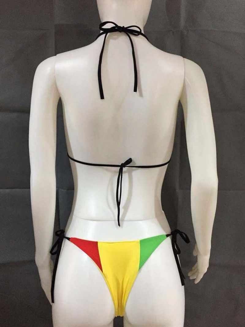 Color Block Micro Bikini Med Snørebånd