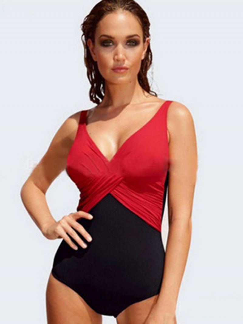 Elegant Colour Block Plisseret Monokini