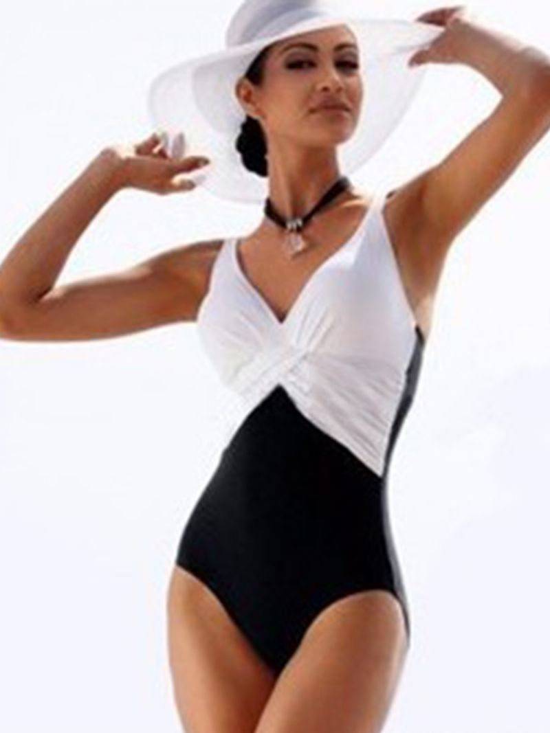 Elegant Colour Block Plisseret Monokini