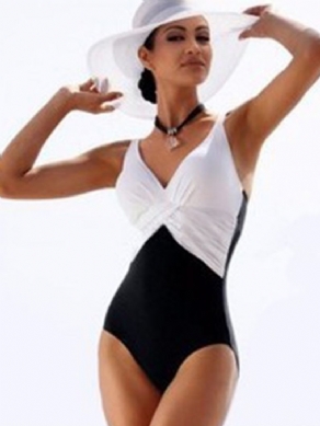 Elegant Colour Block Plisseret Monokini