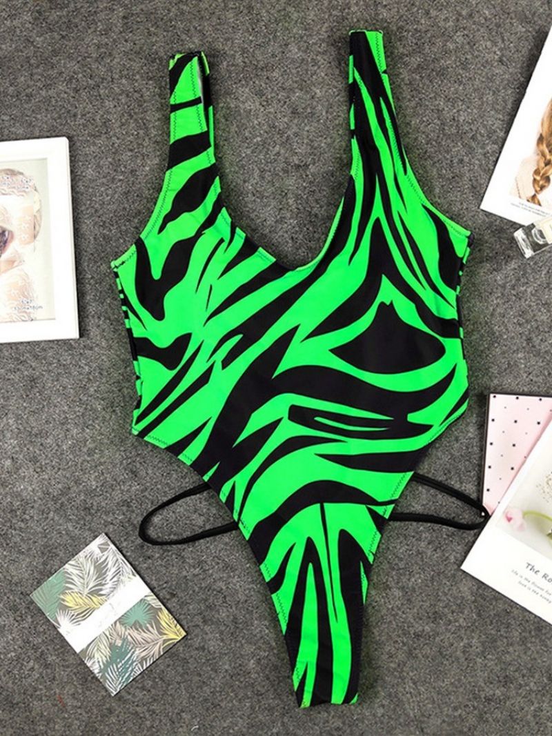 One Piece Print Color Block Badetøj Monokini