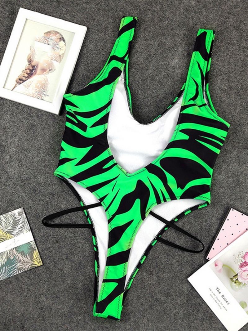 One Piece Print Color Block Badetøj Monokini