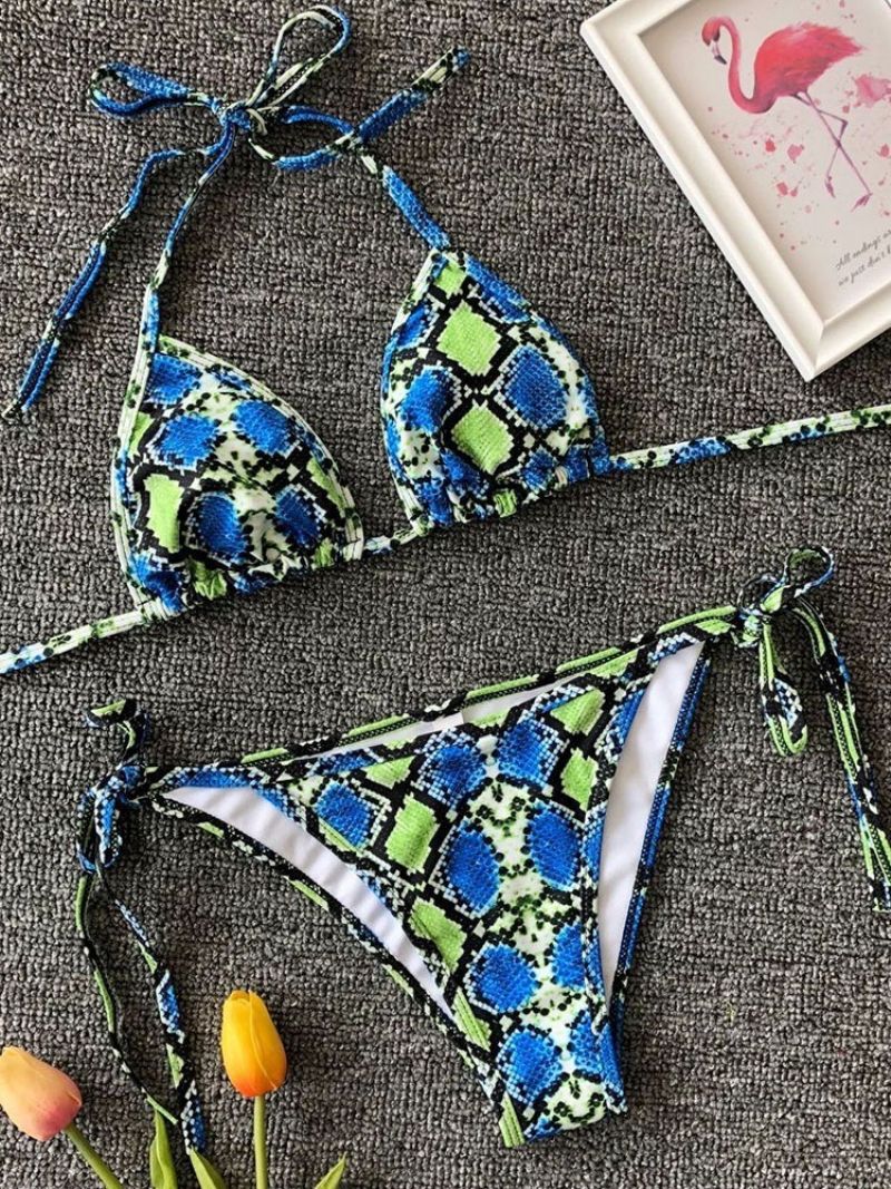 Print Lace-Up Micro Sexy Bikini