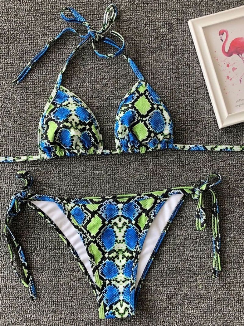 Print Lace-Up Micro Sexy Bikini