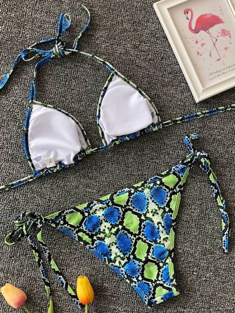 Print Lace-Up Micro Sexy Bikini