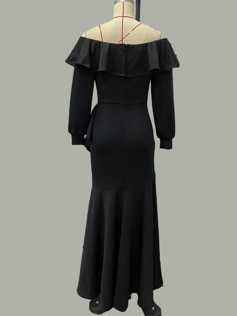 Asymmetrisk Off Shoulder Gulvlængde Asymmetrisk Western Maxi Kjole