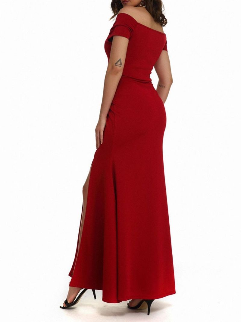 Delt Gulvlængde Off Shoulder Bodycon Sommerkjole