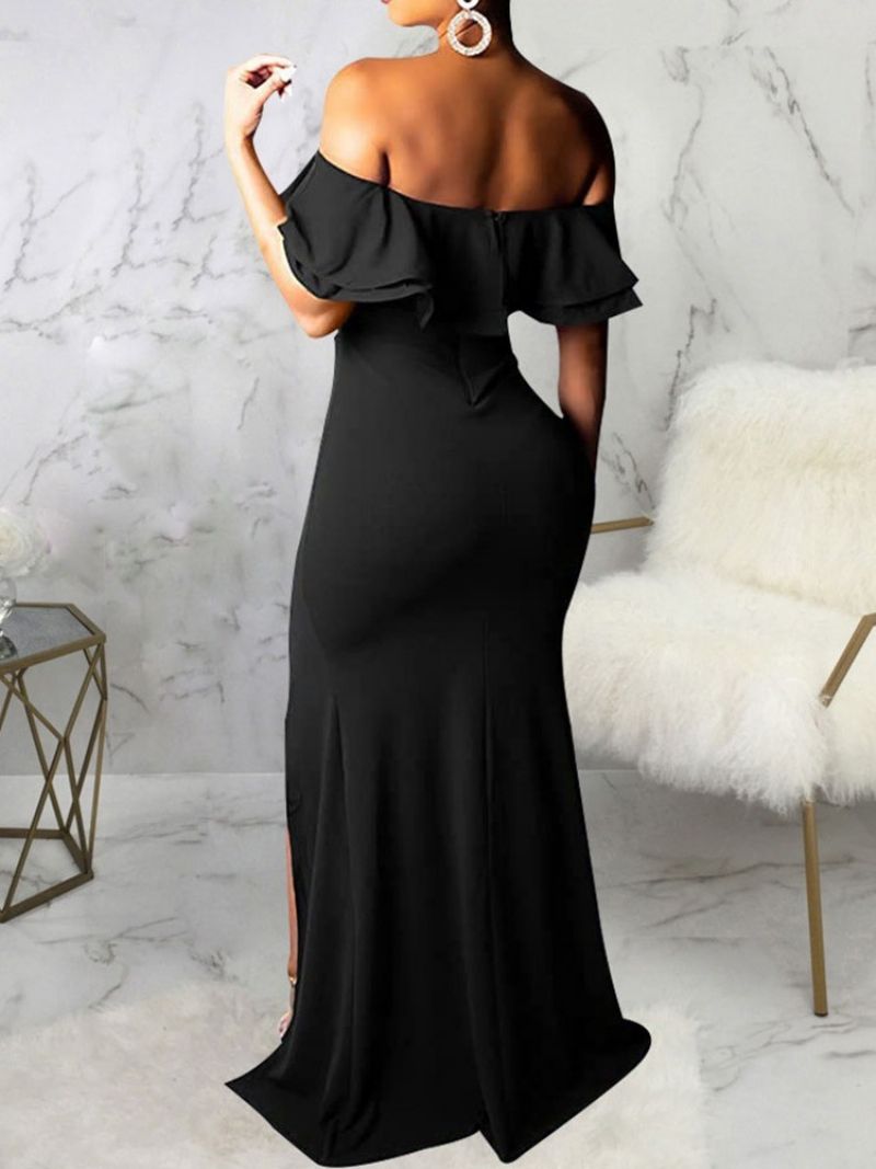 Falbala Kortærmet Off Shoulder Mermaid Plain Maxi Kjole