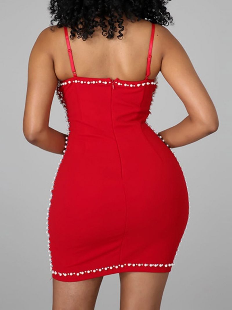 Ærmeløs Over Knæ Mesh Mid Waist Mode Bodycon Kjole