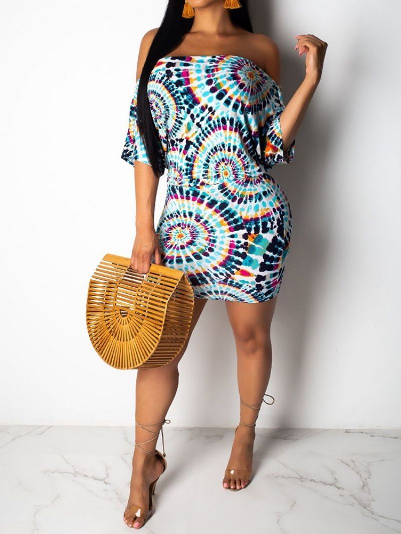 African Mode Off Shoulder Halværmet Bodycon Kjole