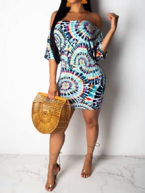 African Mode Off Shoulder Halværmet Bodycon Kjole