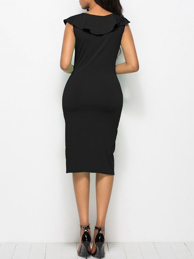 Bodycon V-Hals Asymmetrisk Damekjole