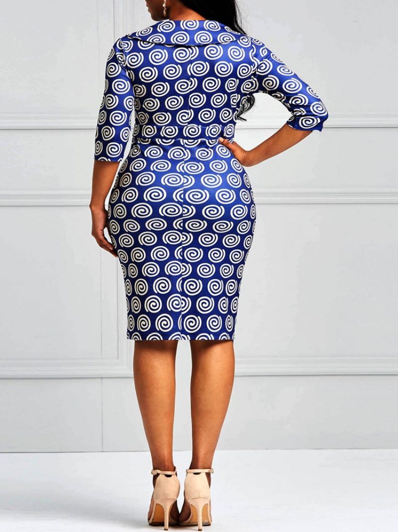 Geometrisk Print Bodycon Knælængde Damekjole