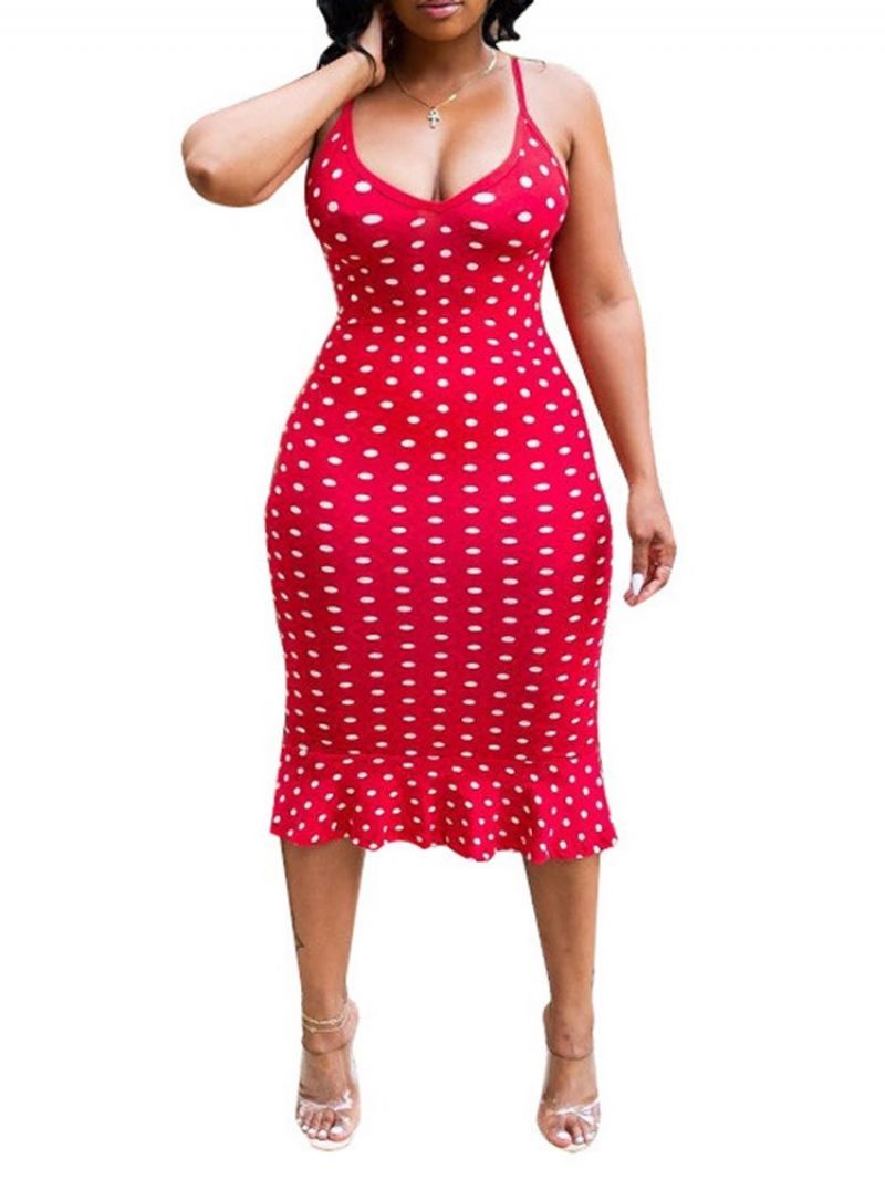 Print Mid-Calf Ærmeløs Mid Waist Polka Dots Kjole