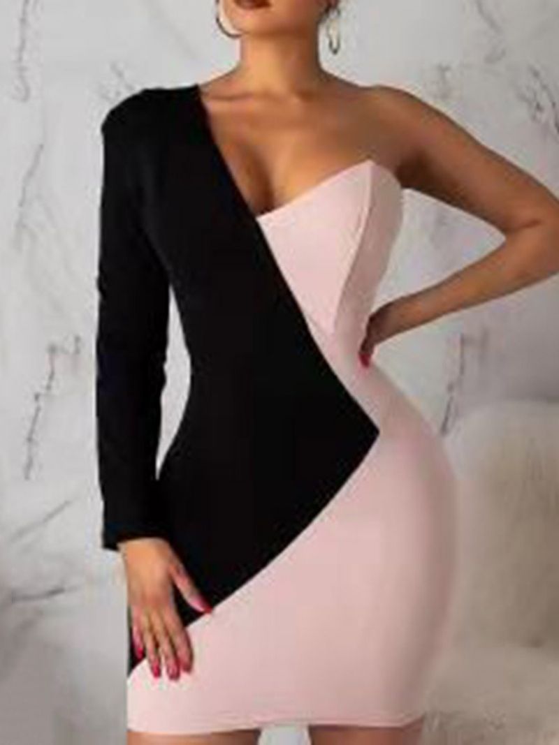 Skråkrave Langærmet Asymmetrisk Bodycon Kjole