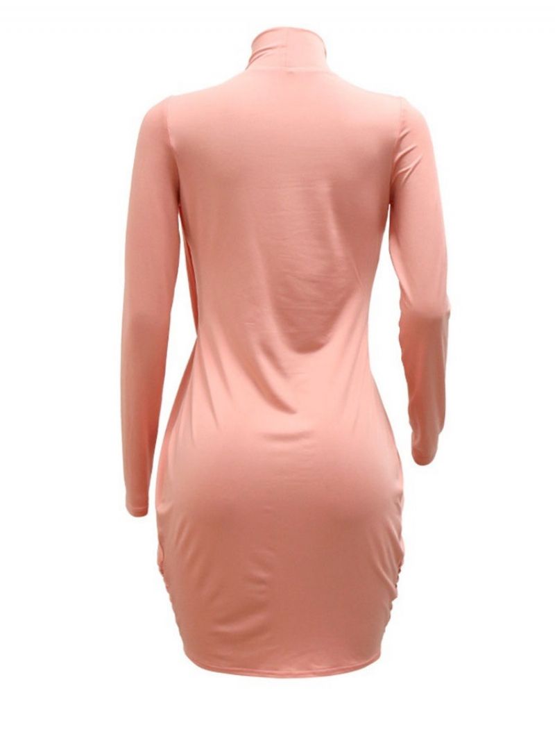 Standkrave Langærmet Asymmetrisk Asymmetrisk Spring Bodycon Kjole