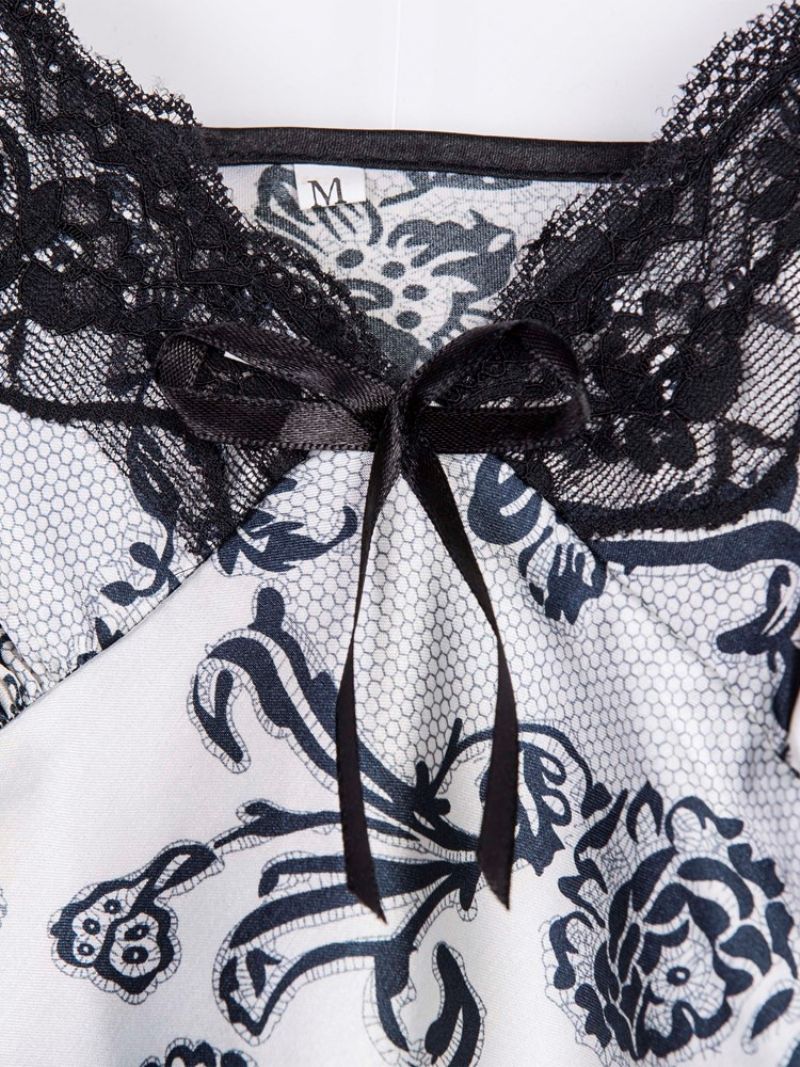 Blomster Satin Pyjamas Camisole Korte Sæt Sexet Nattøj