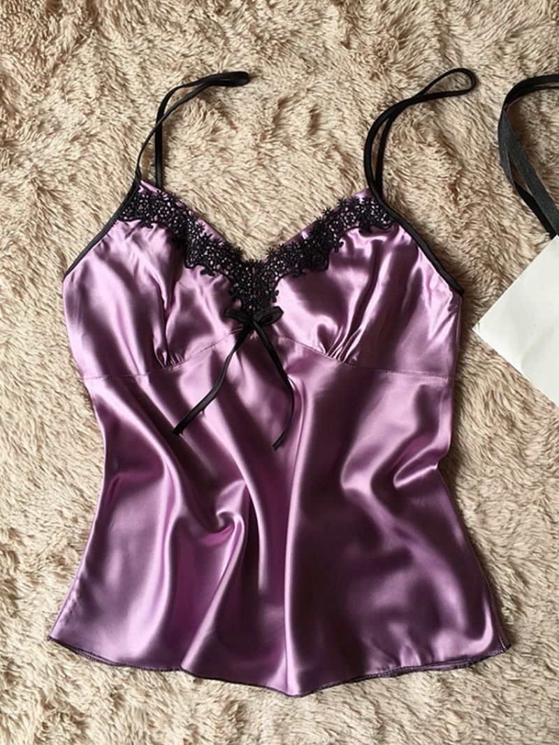 Kvinders Blonde Satin Pyjamas Camisole Korte Sæt Sexet Nattøj