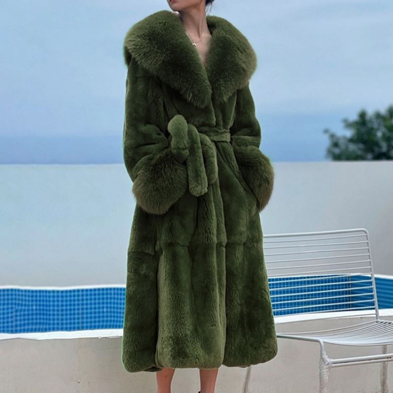 Lapel Almindelig Lang Vinter Tyk Faux Fur Overcoat