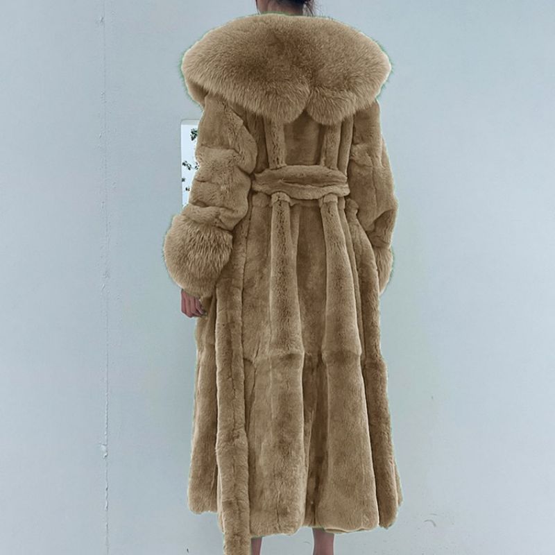 Lapel Almindelig Lang Vinter Tyk Faux Fur Overcoat