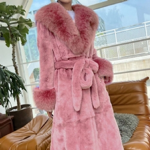 Lapel Almindelig Lang Vinter Tyk Faux Fur Overcoat