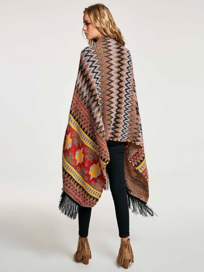 Geometrisk Kvast Patchwork Cape