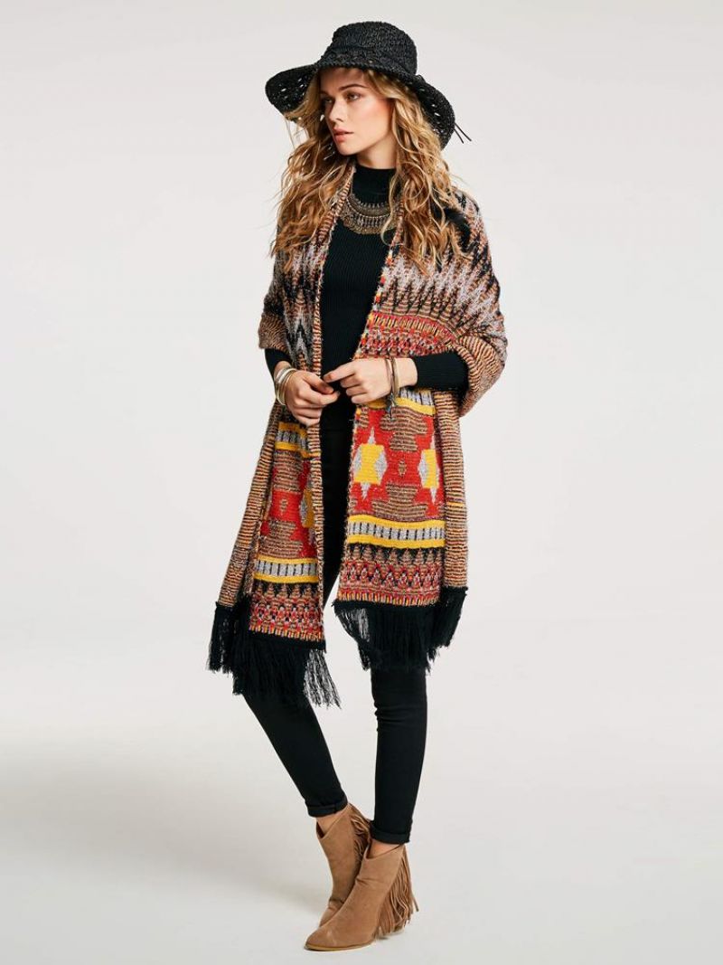 Geometrisk Kvast Patchwork Cape