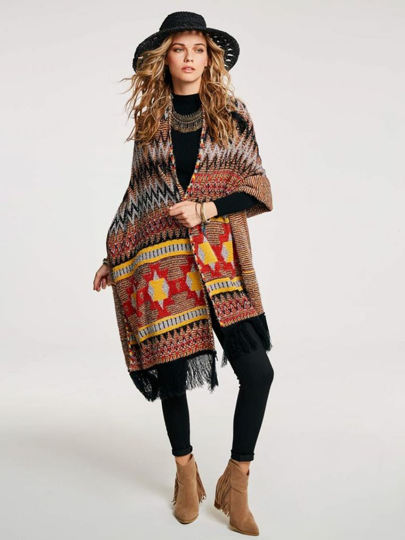 Geometrisk Kvast Patchwork Cape