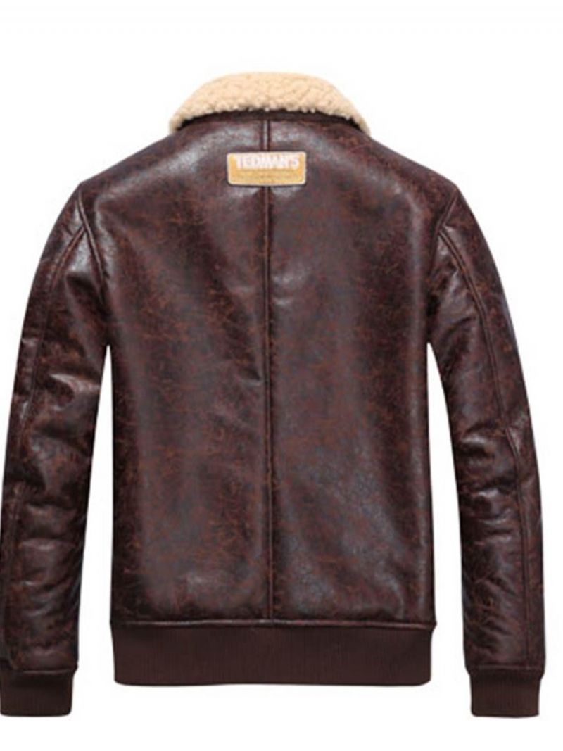 Faux Shearling Thicken Warm Small Size Pu-Frakke Til Mænd