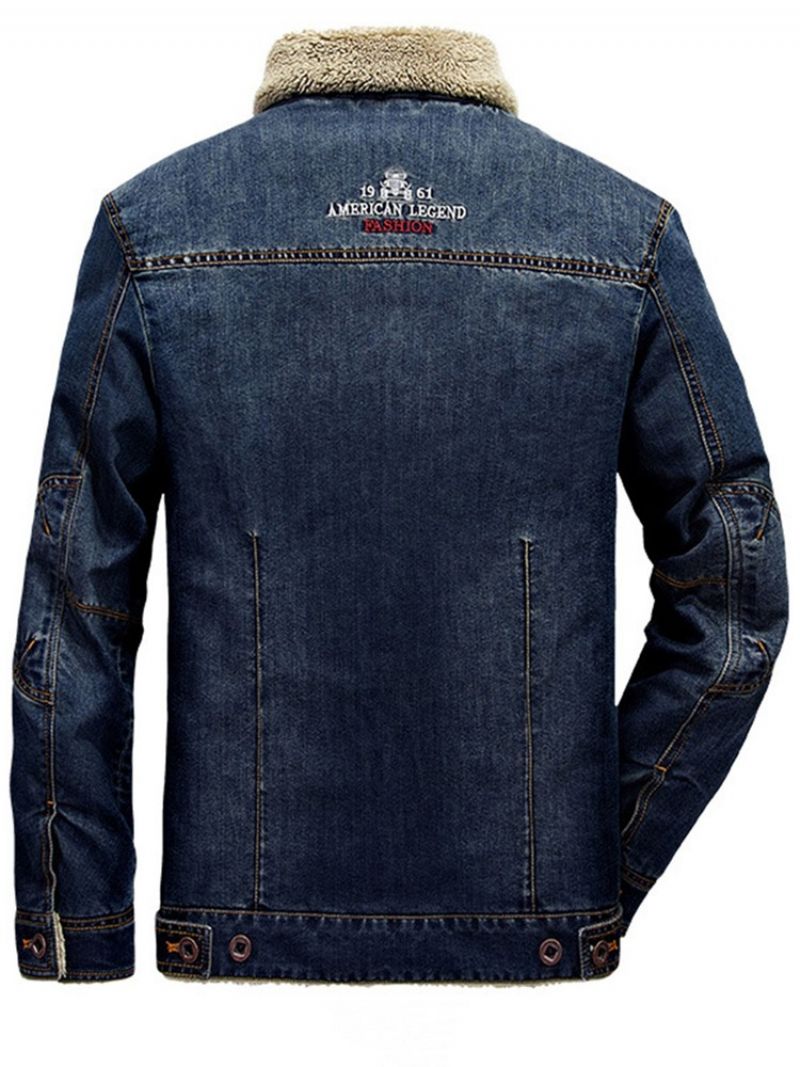 Thicken Warm Denim Lapel Vinterfrakke Til Mænd