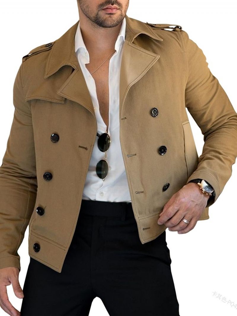 Standard Lapel Plain Slim Fall Trench Coat