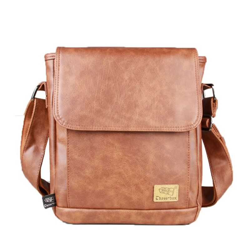 Pu-Tråd Plain Square Crossbody-Tasker Til Mænd