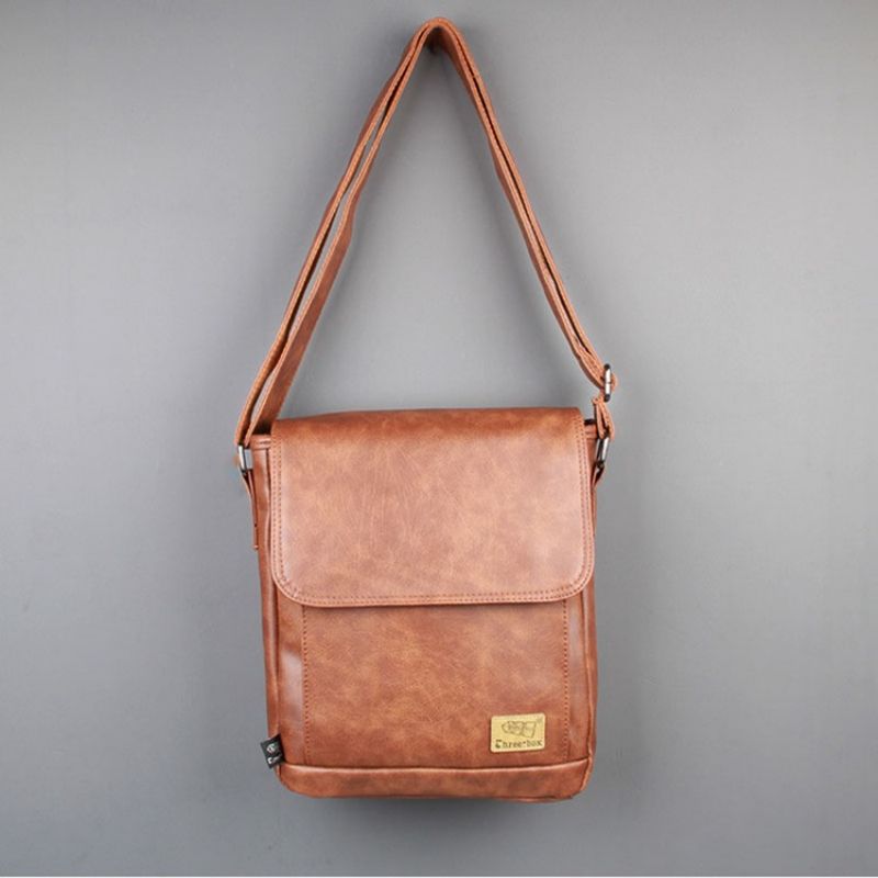 Pu-Tråd Plain Square Crossbody-Tasker Til Mænd