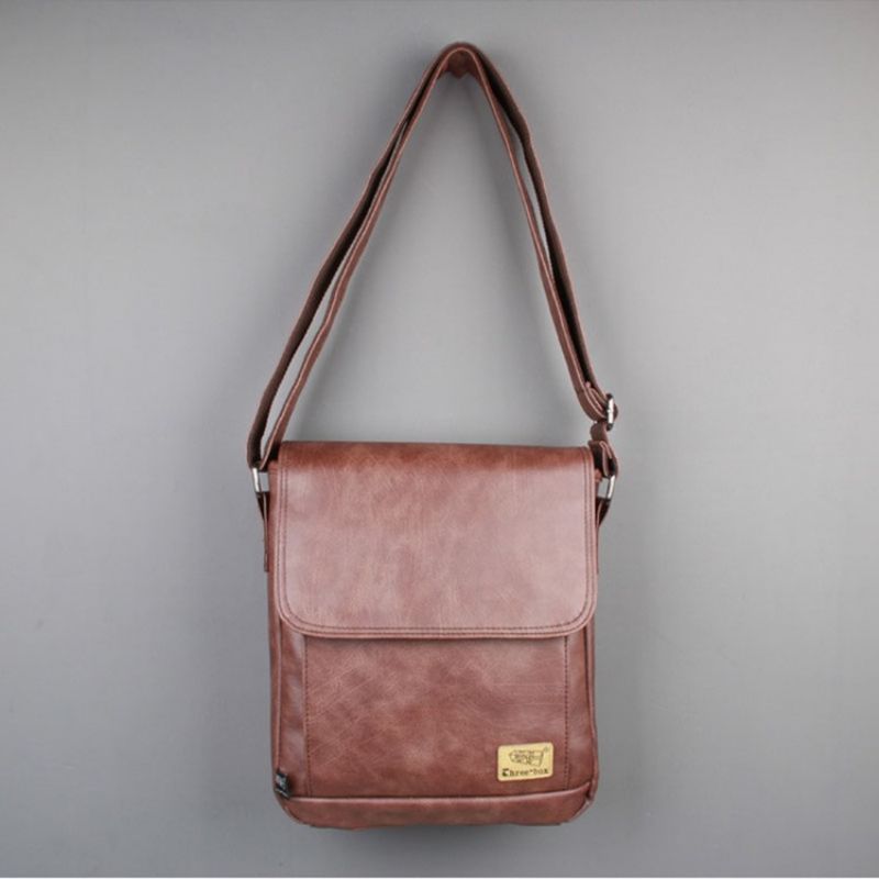 Pu-Tråd Plain Square Crossbody-Tasker Til Mænd