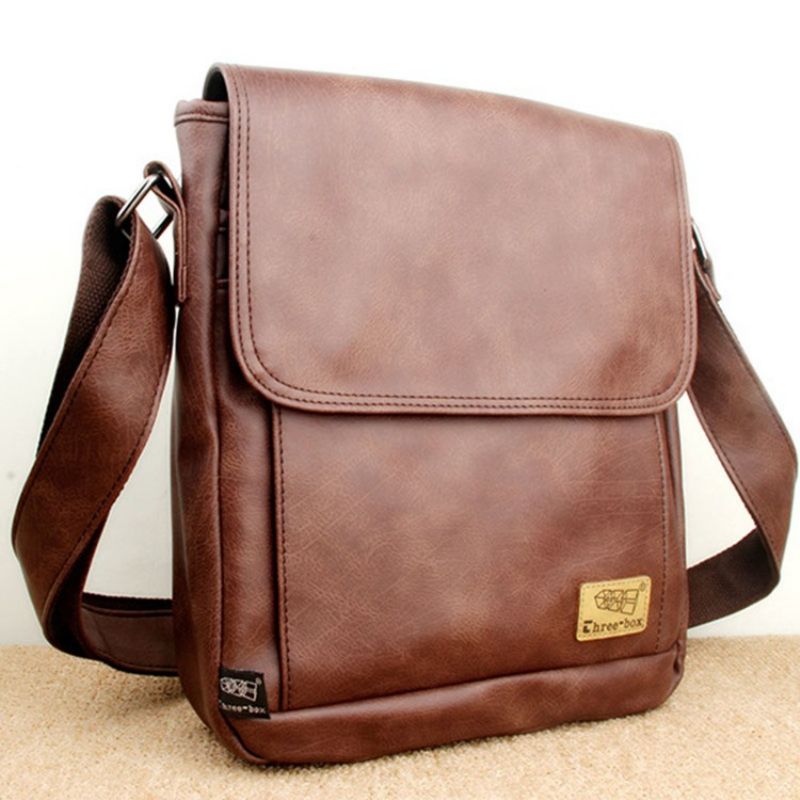 Pu-Tråd Plain Square Crossbody-Tasker Til Mænd