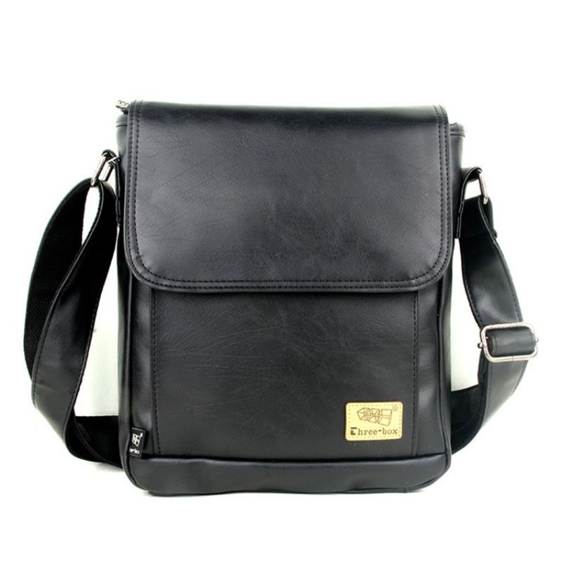 Pu-Tråd Plain Square Crossbody-Tasker Til Mænd