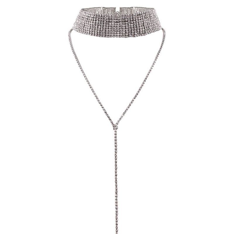 Glitrende Fuld Rhinestone Choker Halskæde