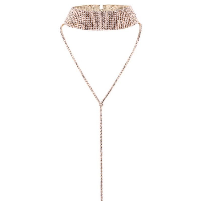 Glitrende Fuld Rhinestone Choker Halskæde