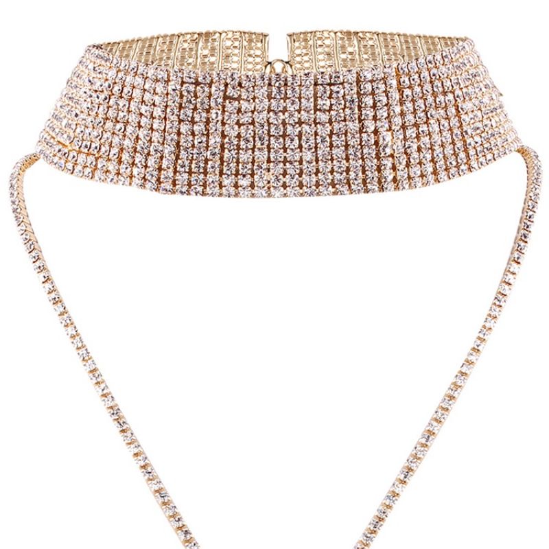 Glitrende Fuld Rhinestone Choker Halskæde