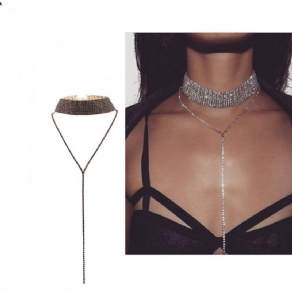 Glitrende Fuld Rhinestone Choker Halskæde