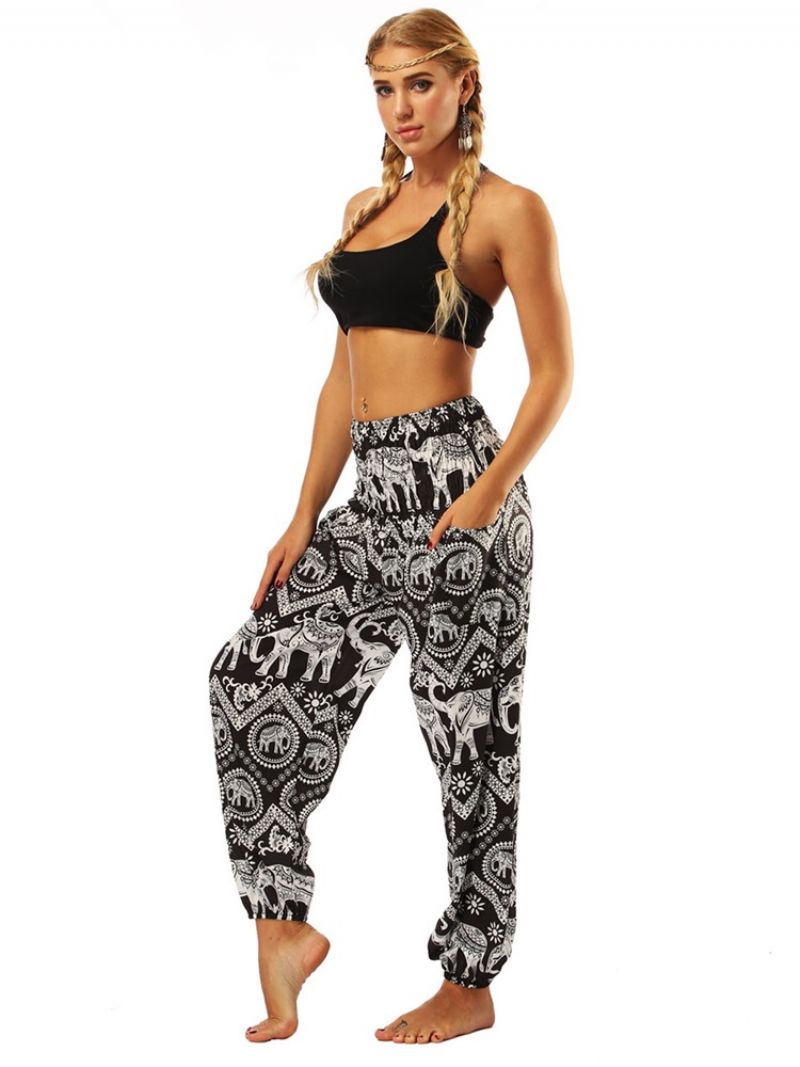 Animal Print Wide Leg Mavedans Lanternebukser