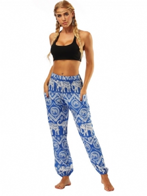 Animal Print Wide Leg Mavedans Lanternebukser