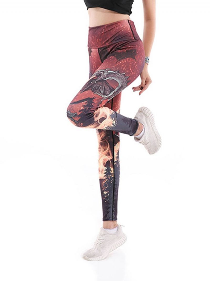 Anti-Sved Print Tegneserie Yoga Bukser Tiktok Leggings Med Høj Talje