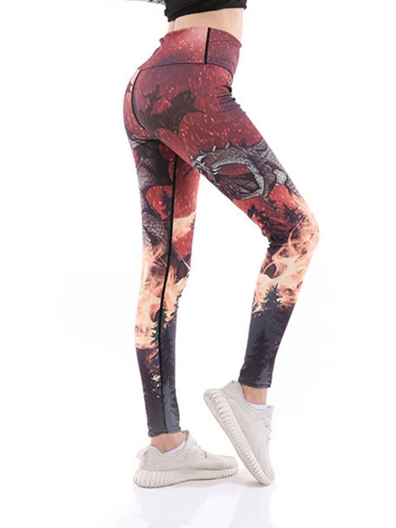 Anti-Sved Print Tegneserie Yoga Bukser Tiktok Leggings Med Høj Talje