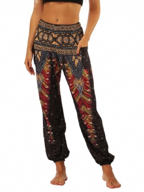 Boho Geometrisk Print Street Dance Yoga Bukser